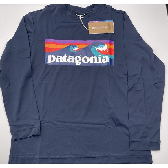 Patagonia Shirt Boys Size XS 5/6 Blue Capilene Cool T Shirt Long Sleeve